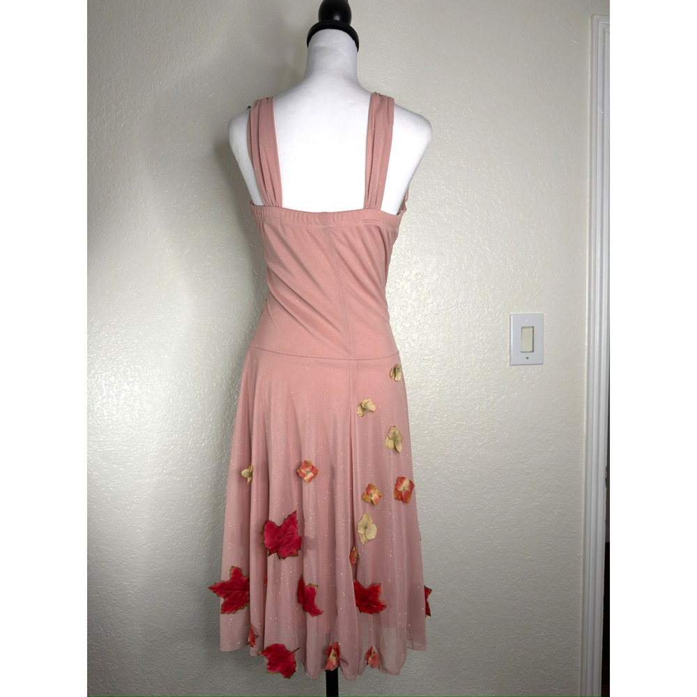 VTG Y2K Speechless Fairy Flower Dress Pink Halter Babydoll Glitter Embroidered - Picture 3 of 11